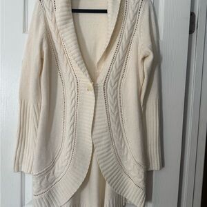 Motto Long Cream Cardigan with One Button Closure Size Medium Women's